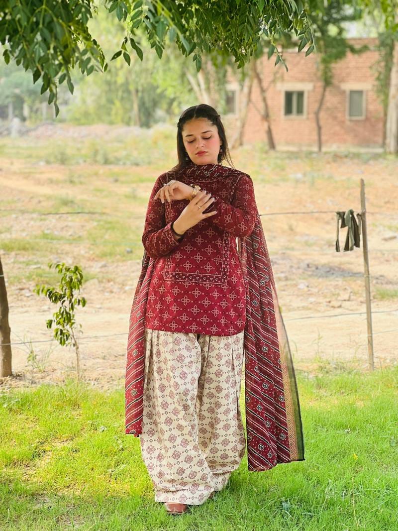 Tabassum 3 PCs with Farshi shalwar